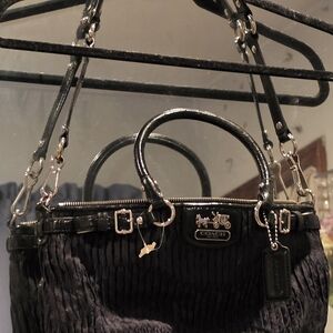 Coach Black Quilted Satchel with Polished Hardware